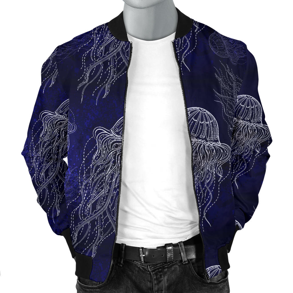 Jellyfish Pattern Print Design 02 Men Bomber Jacket