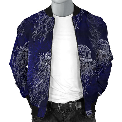 Jellyfish Pattern Print Design 02 Men Bomber Jacket