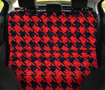 Houndstooth Red Pattern Print Design 03 Rear Dog Car Seat Cover Hammock