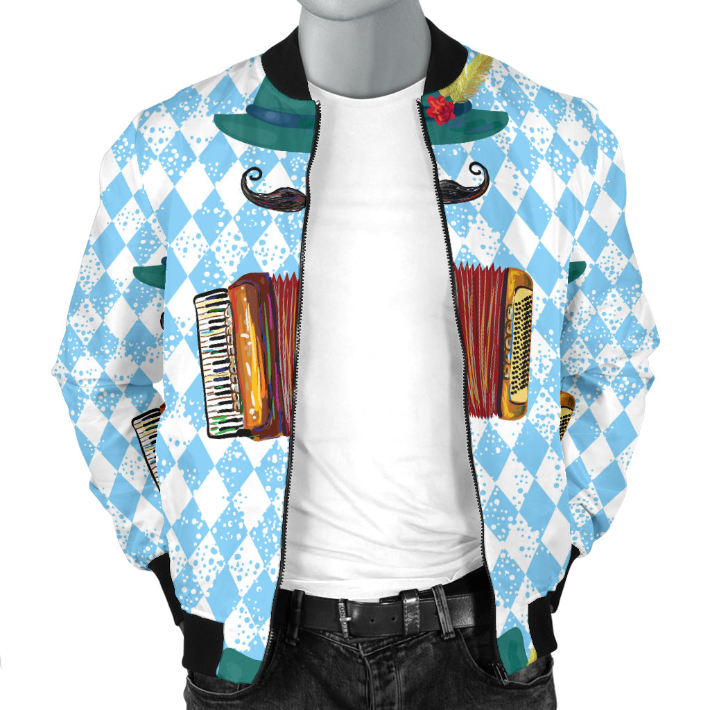Accordion Mustache Pattern Print Design 01 Men Bomber Jacket