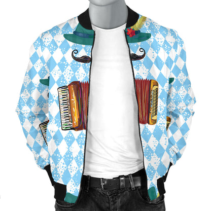 Accordion Mustache Pattern Print Design 01 Men Bomber Jacket