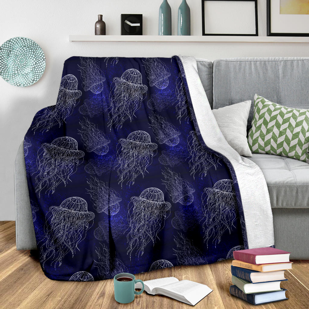 Jellyfish Pattern Print Design 02 Premium Blanket