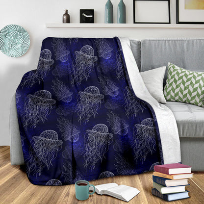Jellyfish Pattern Print Design 02 Premium Blanket