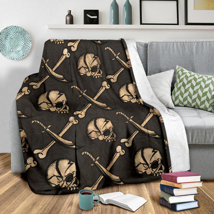 Pirate Pattern Print Design A03 Premium Blanket