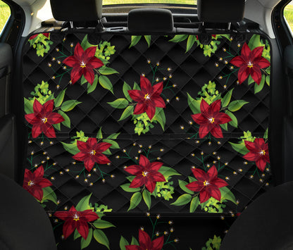 Poinsettia Pattern Print Design A01 Rear Dog Car Seat Cover Hammock