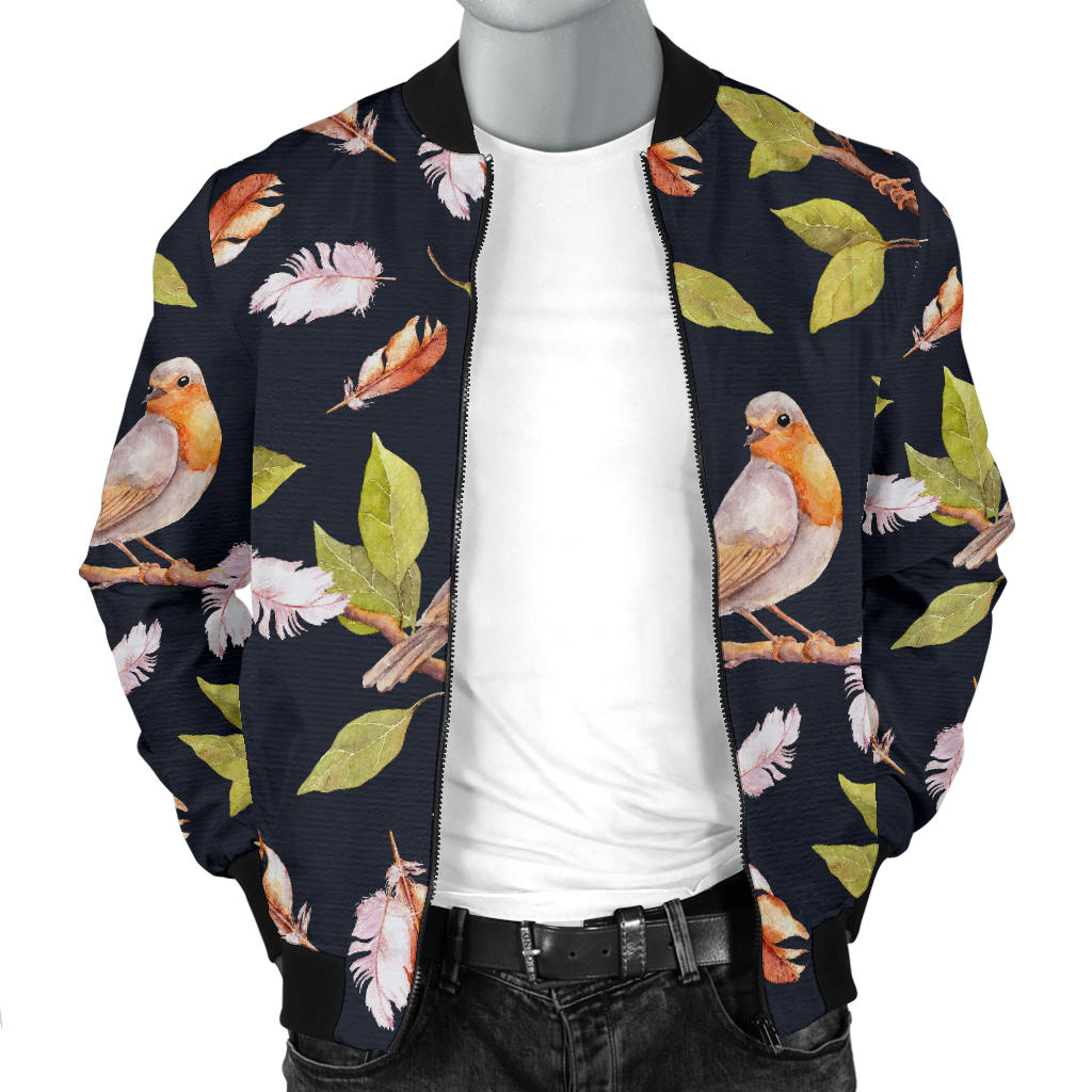 Birds Pattern Print Design 02 Men Bomber Jacket