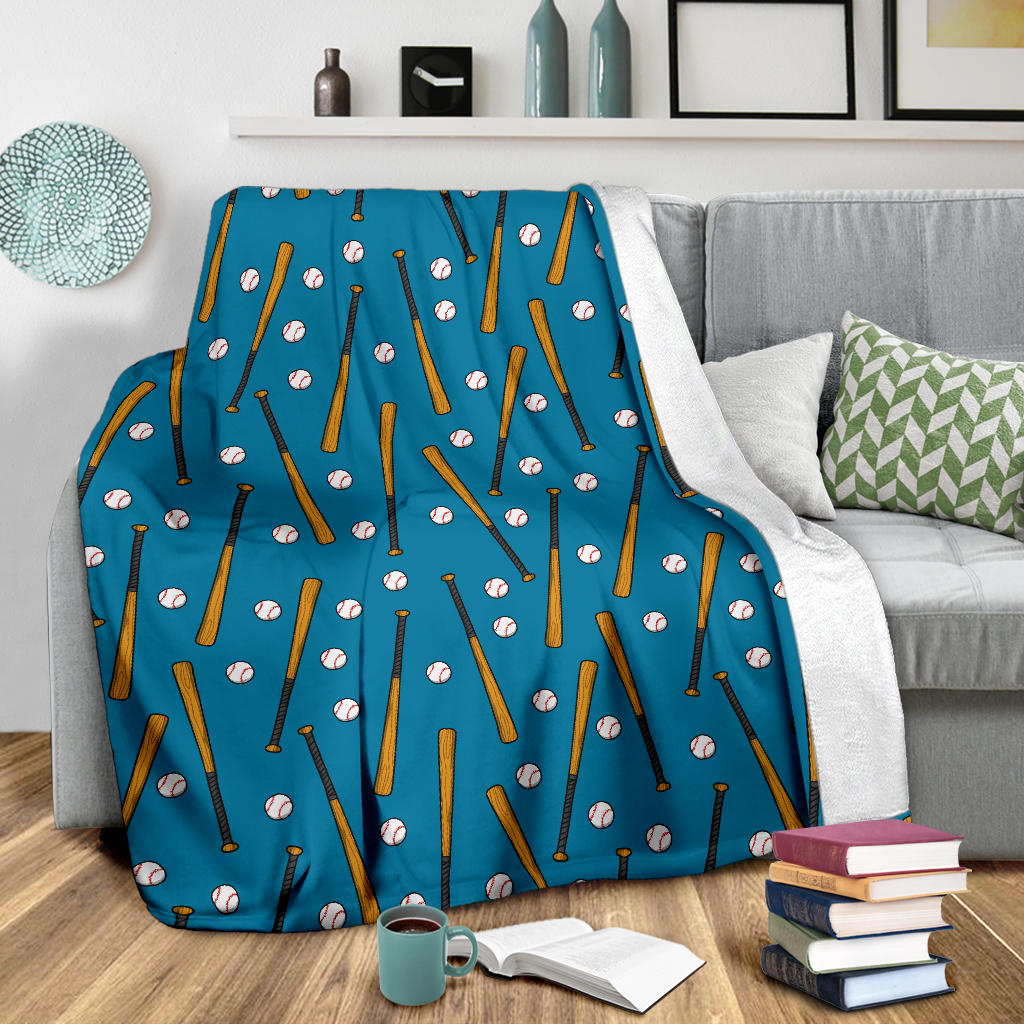 Baseball Pattern Print Design 01 Premium Blanket