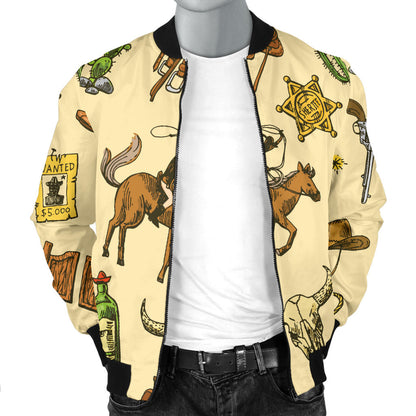 Cowboy Pattern Print Design 04 Men Bomber Jacket