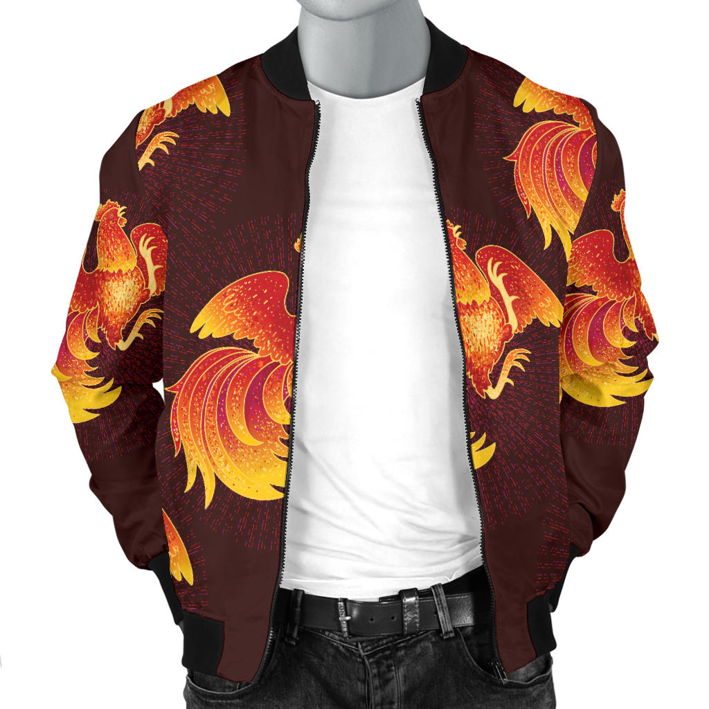 Rooster Pattern Print Design A04 Men Bomber Jacket