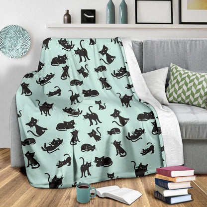 Black Cat Pattern Print Design 04 Premium Blanket