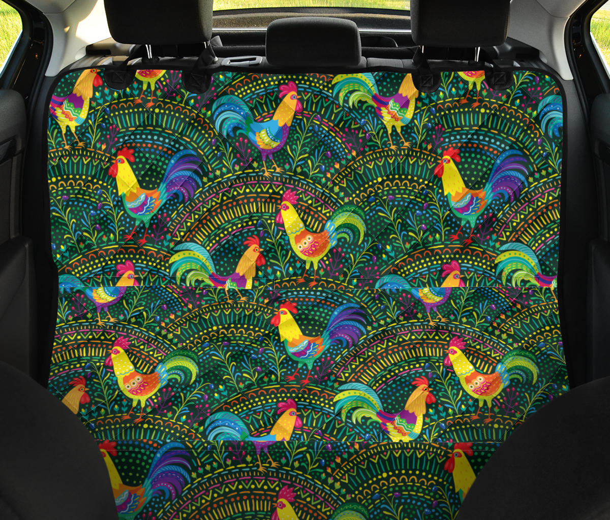 Rooster Pattern Print Design A01 Rear Dog Car Seat Cover Hammock