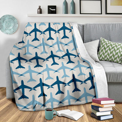 Airplane Pattern Print Design 04 Premium Blanket