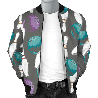 Bowling Pattern Print Design 03 Men Bomber Jacket