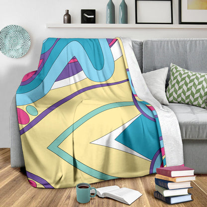 Funky Retro Pattern Print Design A01 Premium Blanket
