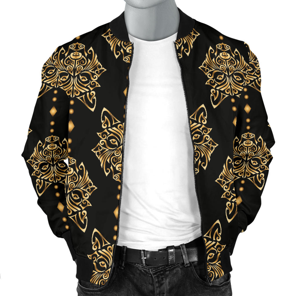 Aztec Wolf Pattern Print Design 04 Men Bomber Jacket