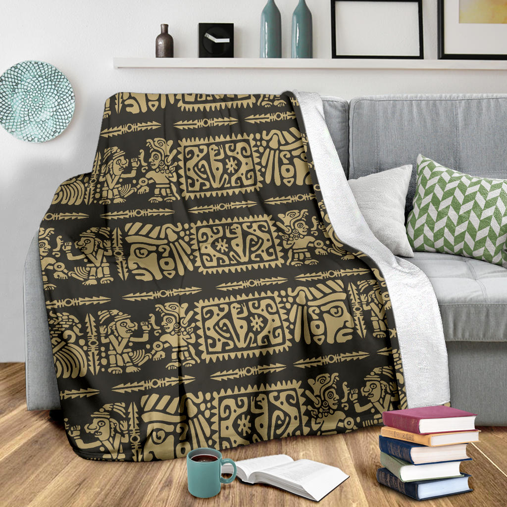 Mayan Pattern Print Design 02 Premium Blanket