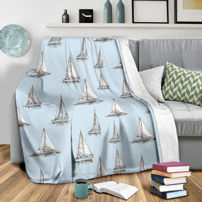 Sailing Ships Pattern Print Design A01 Premium Blanket