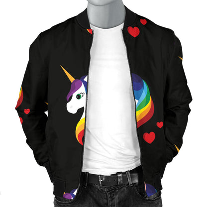 Rainbow Unicorn Pattern Print Design A03 Men Bomber Jacket