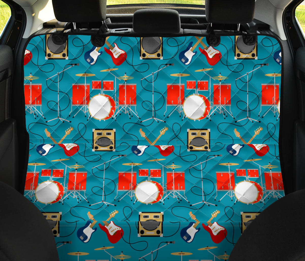 Drum Set Guitar Pattern Print Design 02 Rear Dog Car Seat Cover Hammock