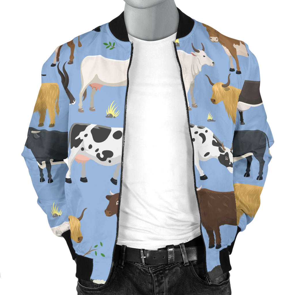 Cattle Pattern Print Design 02 Men Bomber Jacket