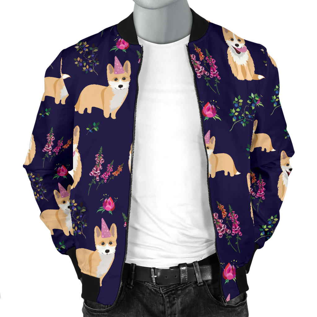 Pembroke Welsh Corgis Pattern Print Design A06 Men Bomber Jacket