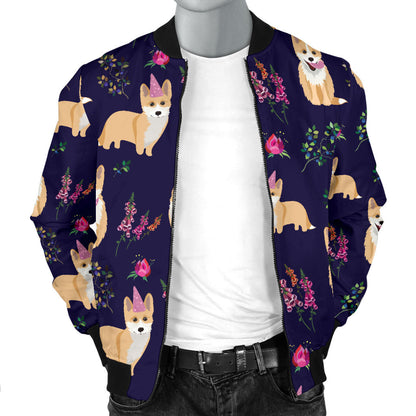Pembroke Welsh Corgis Pattern Print Design A06 Men Bomber Jacket