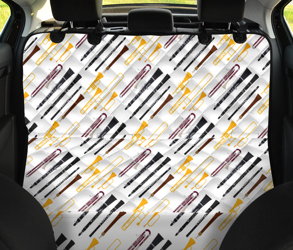 Clarinet Pattern Print Design 01 Rear Dog Car Seat Cover Hammock