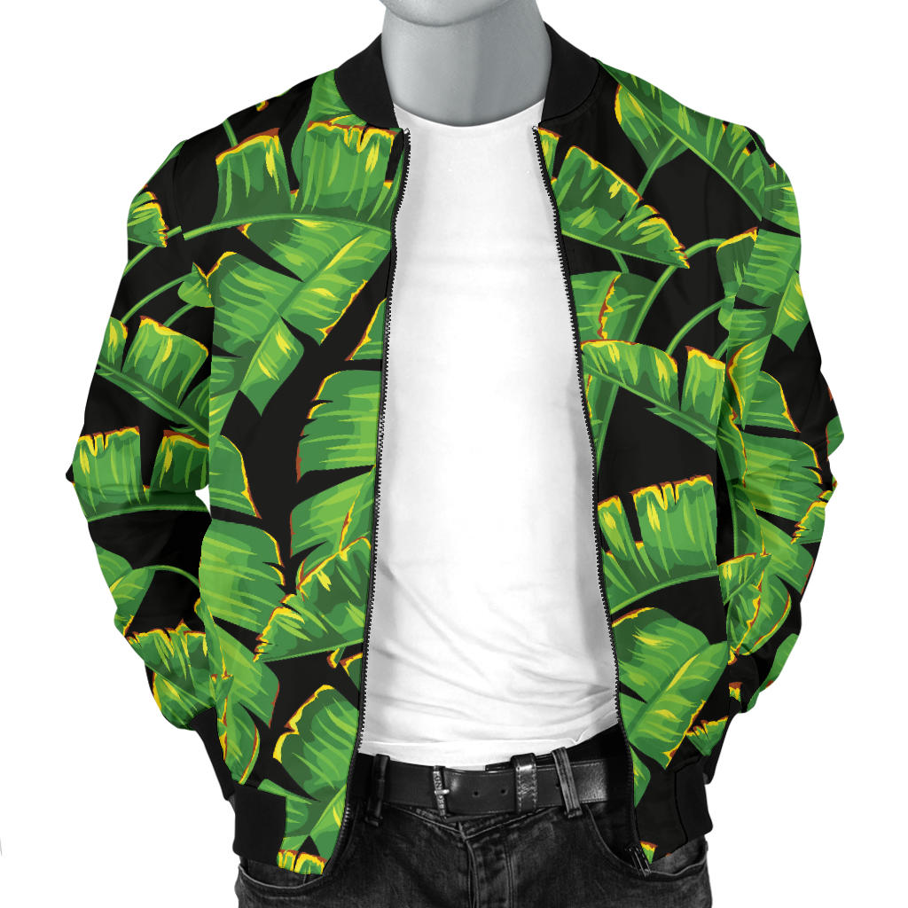 Banana Leaf Pattern Print Design 03 Men Bomber Jacket