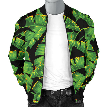 Banana Leaf Pattern Print Design 03 Men Bomber Jacket