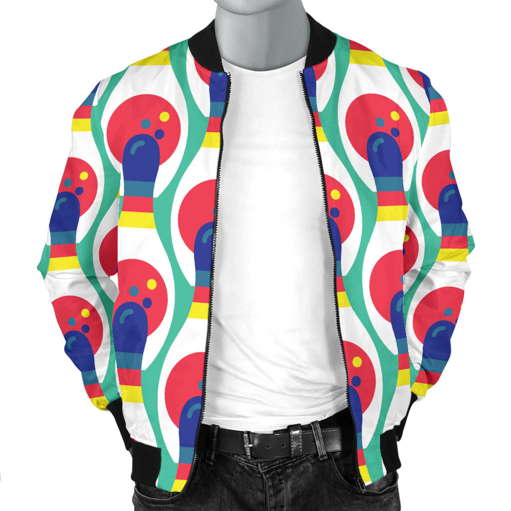 Bowling Pattern Print Design 05 Men Bomber Jacket