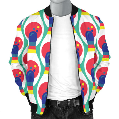 Bowling Pattern Print Design 05 Men Bomber Jacket