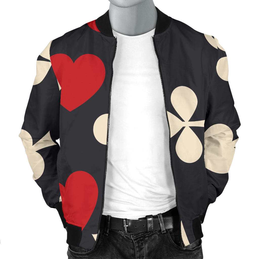 Poker Cards Pattern Print Design A02 Men Bomber Jacket