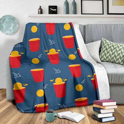 Beer Pong Pattern Print Design 02 Premium Blanket