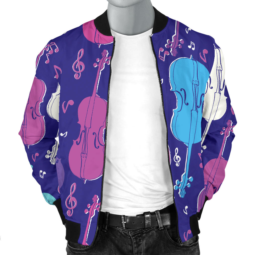 Cello Pattern Print Design 01 Men Bomber Jacket