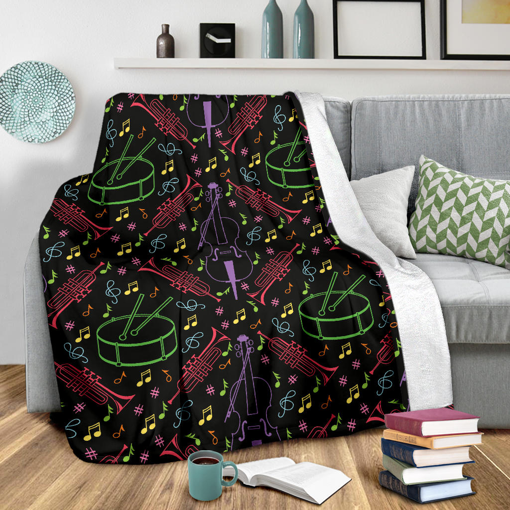 Cello Neon Pattern Print Design 02 Premium Blanket