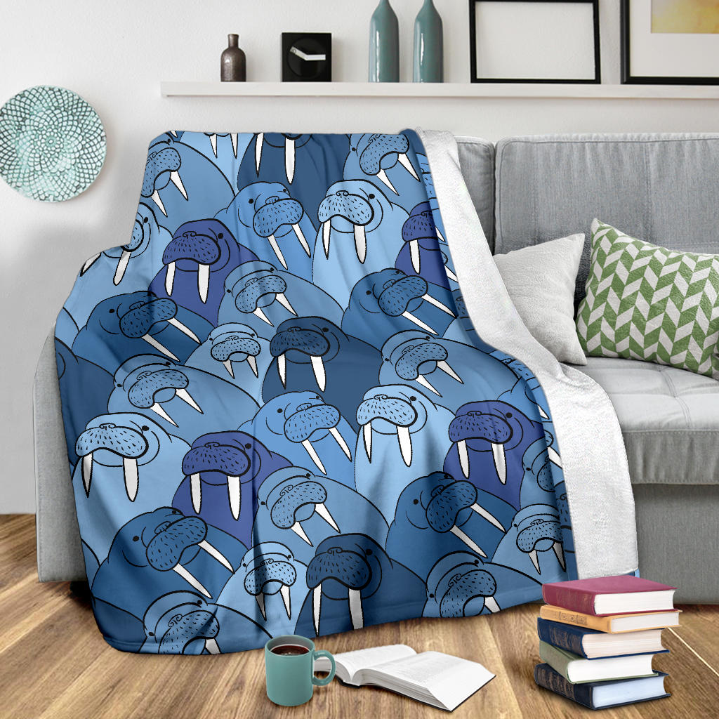 Walrus Pattern Print Design 01 Premium Blanket