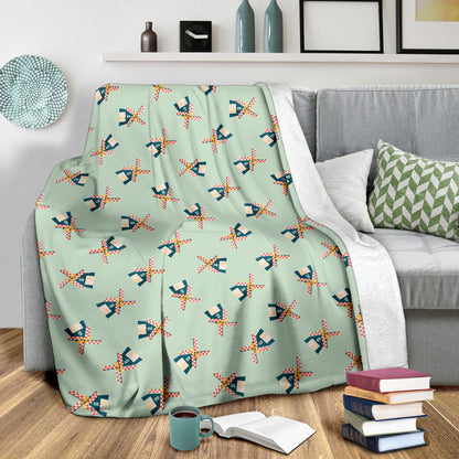 Windmill Pattern Print Design 02 Premium Blanket