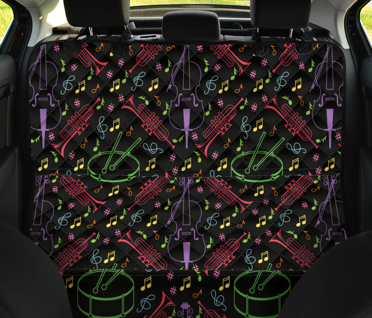 Cello Neon Pattern Print Design 02 Rear Dog Car Seat Cover Hammock