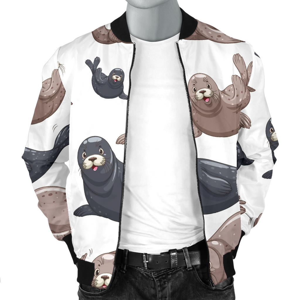 Sea Lion Pattern Print Design 02 Men Bomber Jacket