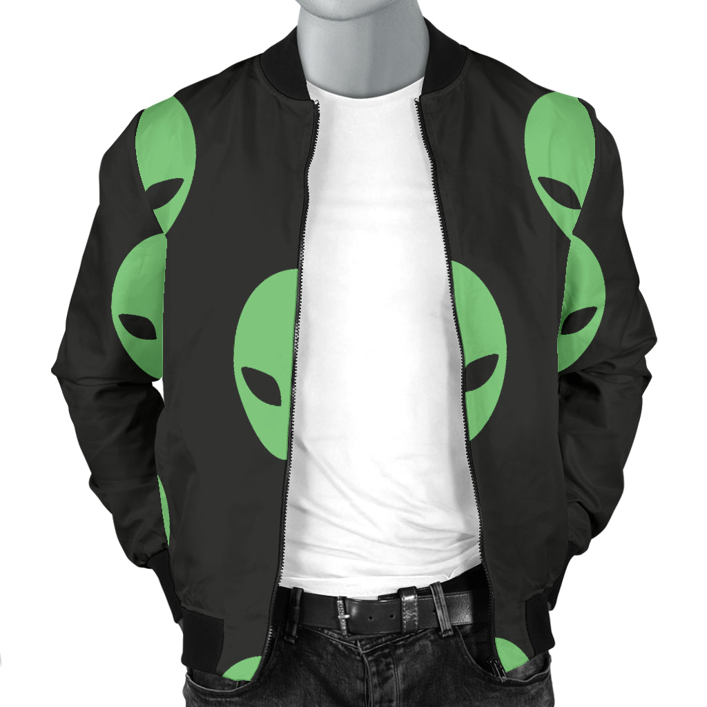 Alien Green Neon Pattern Print Design 01 Men Bomber Jacket