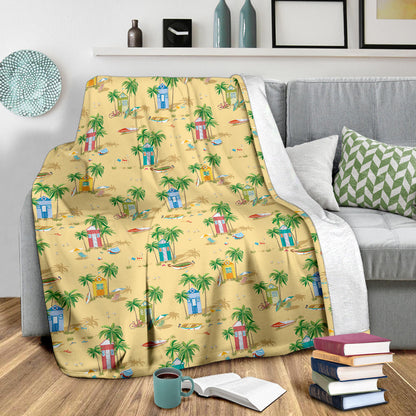 Beach Themed Pattern Print Design 01 Premium Blanket