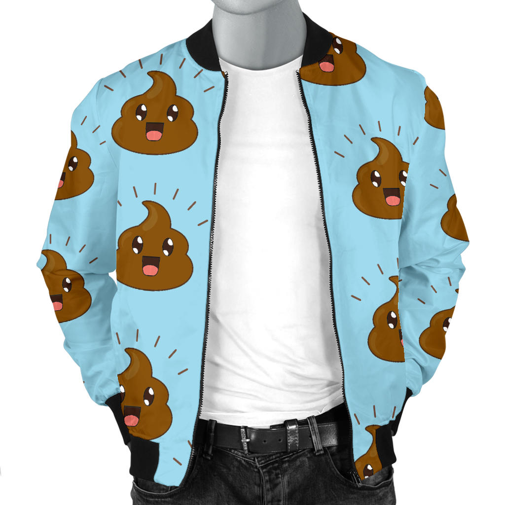 Poop Emoji Pattern Print Design A03 Men Bomber Jacket