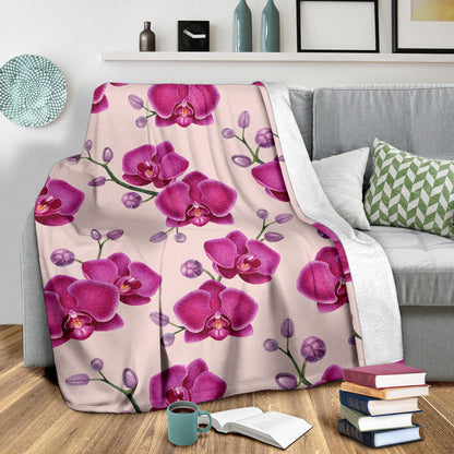 Orchid Pattern Print Design A02 Premium Blanket