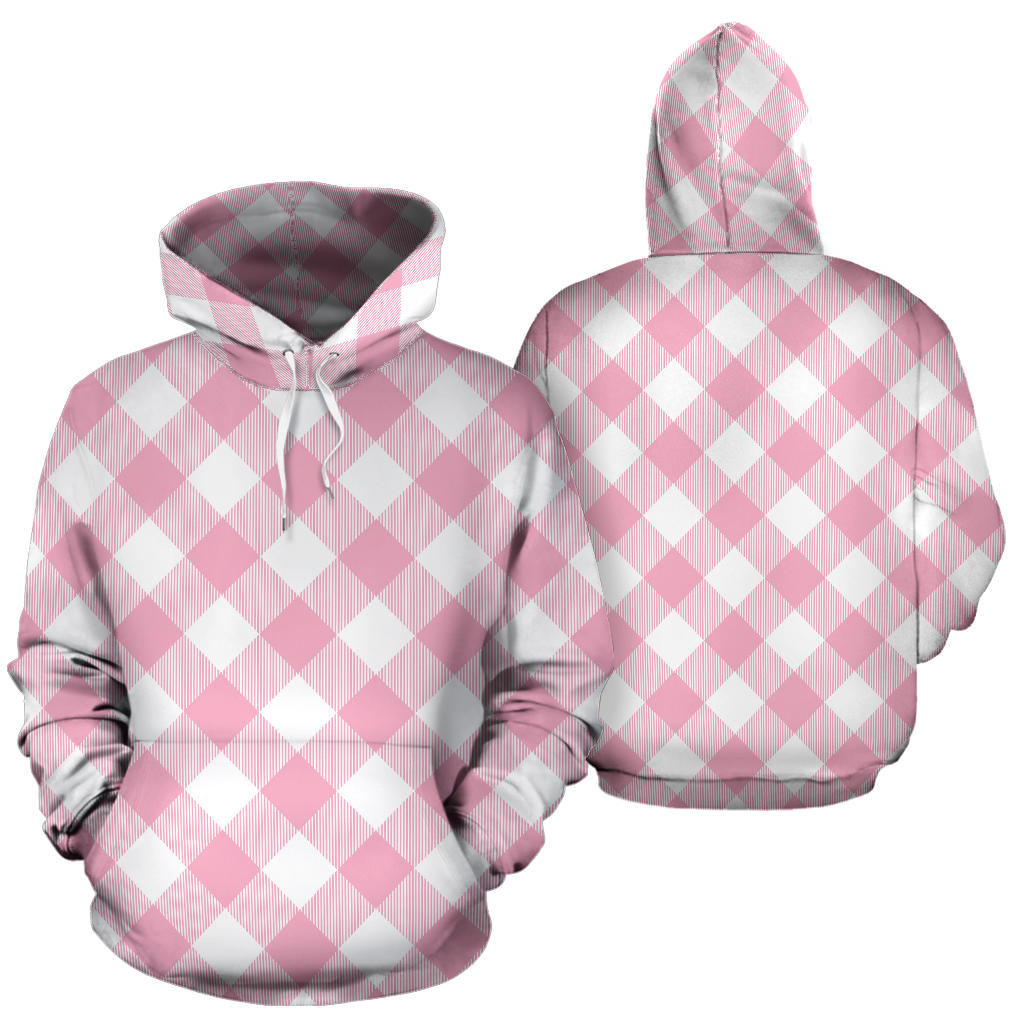 Gingham Pink Pattern Print Design 02 Pullover Hoodie