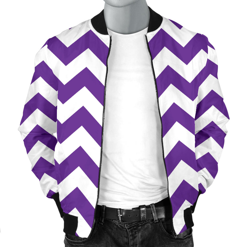 Chevron Purple Pattern Print Design 03 Men Bomber Jacket