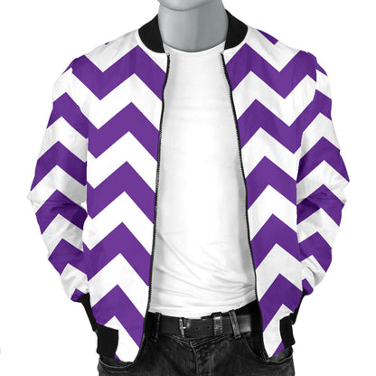 Chevron Purple Pattern Print Design 03 Men Bomber Jacket