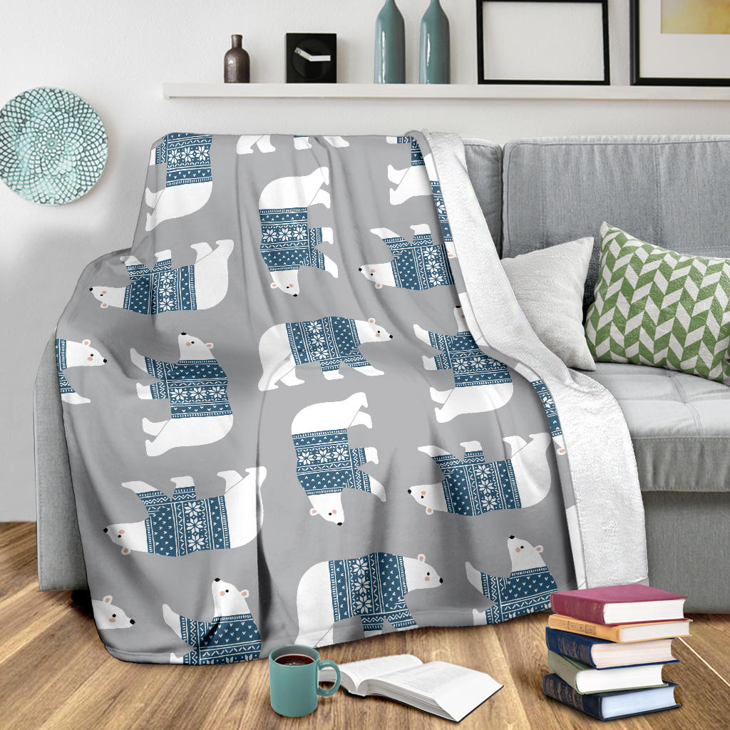 Polar Bear Pattern Print Design A03 Premium Blanket