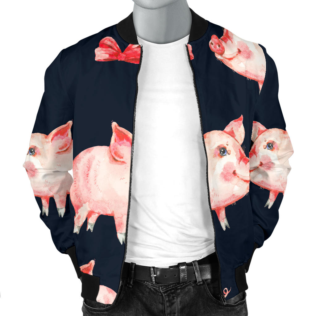 Pig Cute Pattern Print Design 02 Men Bomber Jacket