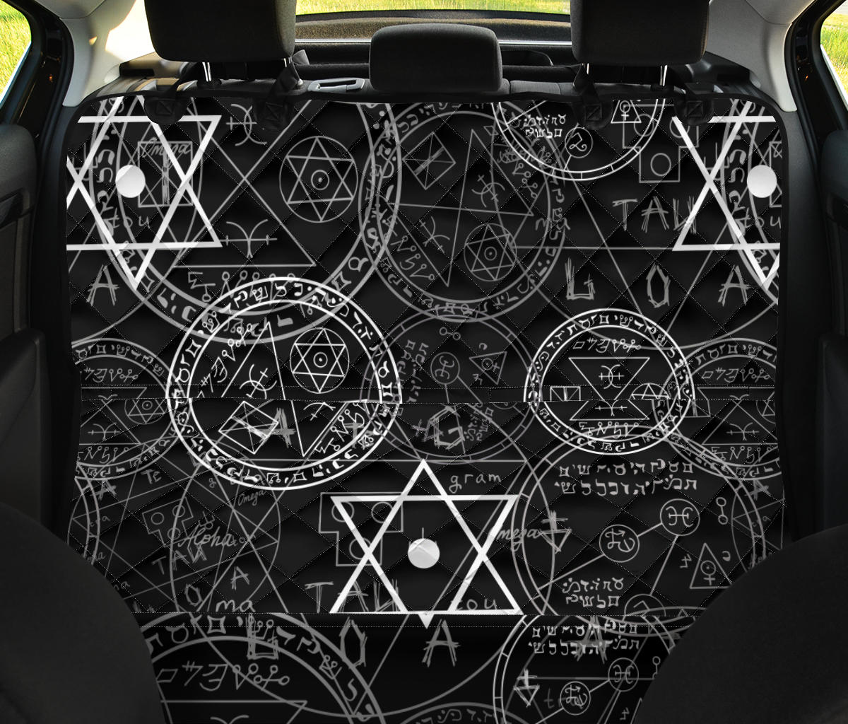 Pentagram Pattern Print Design A01 Rear Dog Car Seat Cover Hammock