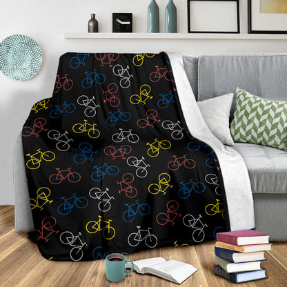 Bicycle Pattern Print Design 03 Premium Blanket